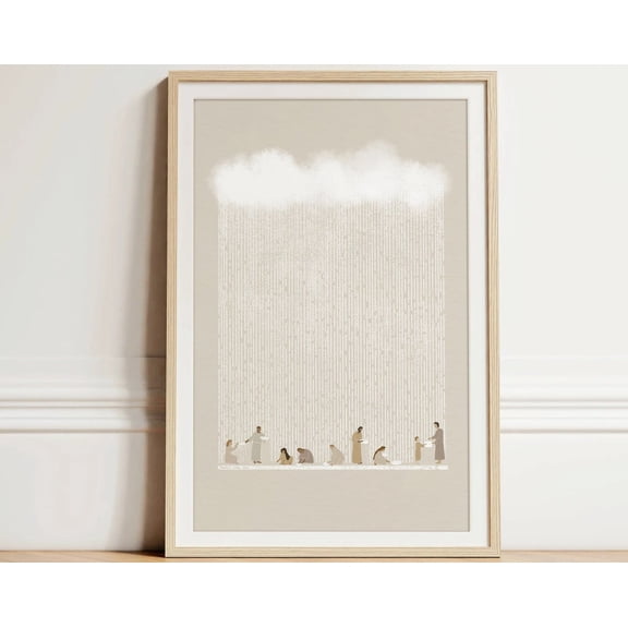 Rain Down Manna, Bread From Heaven, God Provides Bible Sketch Wall Art Christian Modern Bible Print Gift, Exodus Wall Art, Modern Wall Decor, 8x12 UNFRAMED