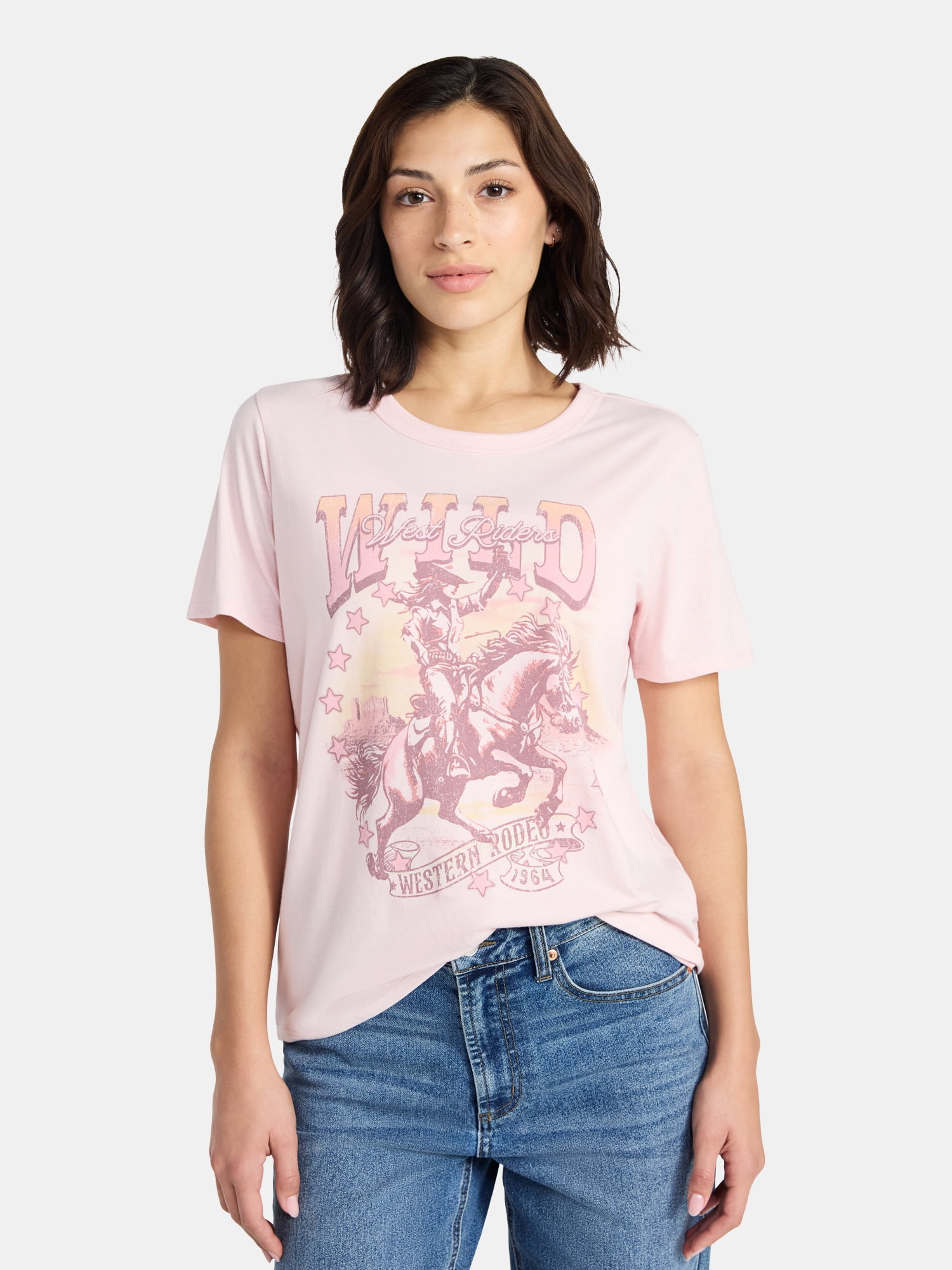 Wild West Riders Women’s Graphic Tee with Short Sleeves, Sizes XXS-XXL