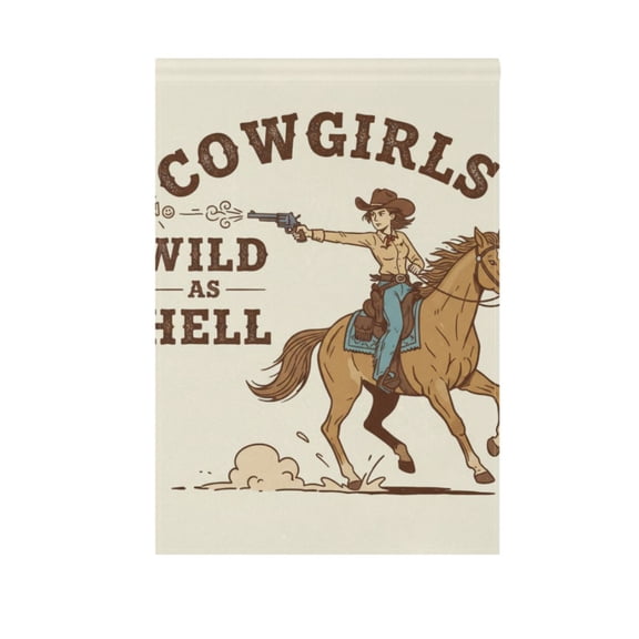 Wild West Rodeo Cowgirl Garden Flag Double Sided 12 x 18/28 x 40 Inch Yard Flag Home Outdoor Yard Patio Lawn Decor