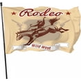 thumbnail image 1 of Wild West Rodeo Seasonal Decorative Flag Cowboy Riding Horse And Revolvers Label Vintage Polyester Outdoor Decorations Seasonal Banners Yard Decor, 1 of 5