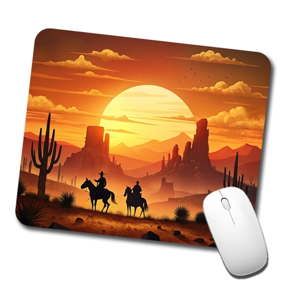 Wild West Sunset Silhouettes Southwest Landscape Mouse Pad Low Profile Gaming Mat