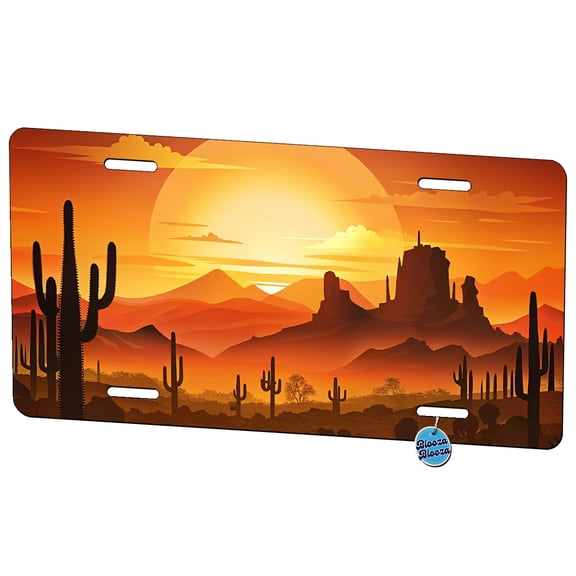 Wild West Sunset Southwest Landscape Silhouette Metal Novelty License Plate