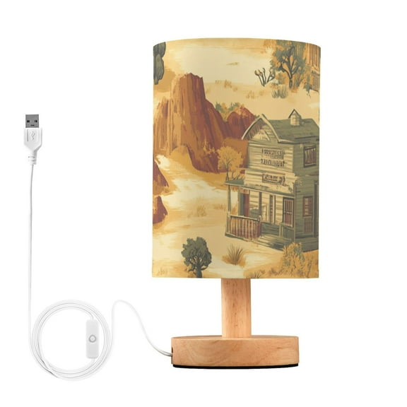 Wild West Table Lamp for Desk Nightstand Lamp with USB Modern Gifts for Bedroom Living Room Kids Room