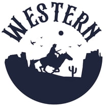 Wild West Themed Art 20" x 20" Cowboy Western Rock Cliffs Removable Home Wall DÃ©cor Sticker Black Silhouette Design WESTERN Lettering Art Bedroom Living Room Wall Decal