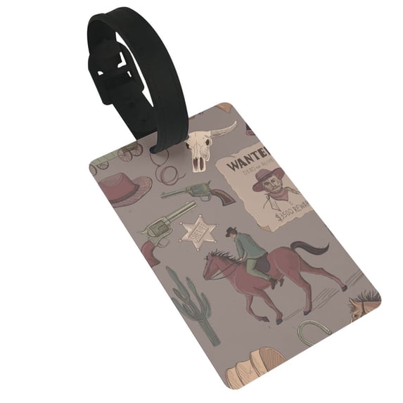 Wild West Wanted Poster Luggage Tags Suitcases ID Baggage Identifier Card Name Tag for Travel Backpacks Gym Bags