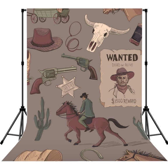 Wild West Wanted Poster Photography Backdrop 5x7Ft Background for Photo Studio Video Recording Birthday Party Wedding Home Decor
