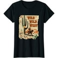 thumbnail image 1 of Wild West Western Life Southwest Desert Vibes Cactus Womens T-Shirt Black 2X-Large, 1 of 4