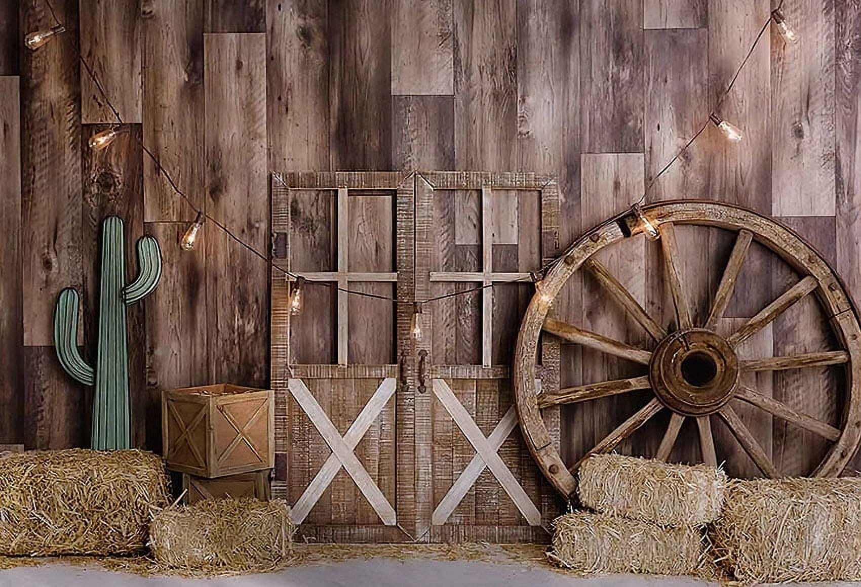 Wild Western Cowboy Portrait Wood House Barn Door Kid Birthday Party r ...