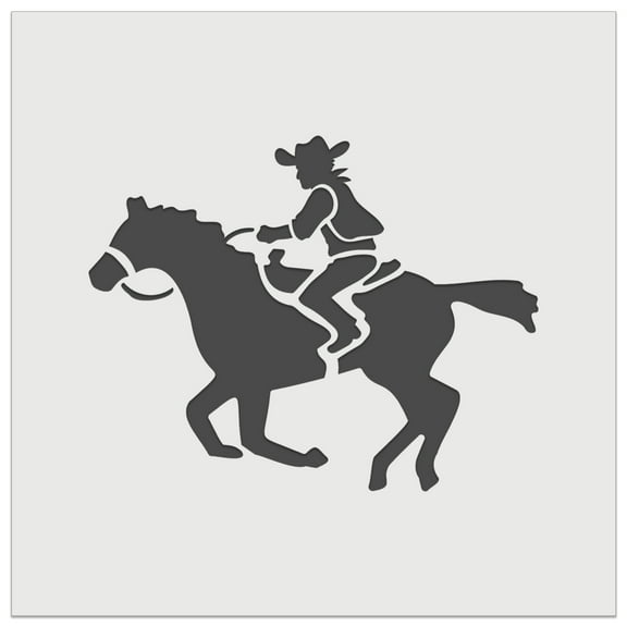 Wild Western Cowboy Riding on Horse DIY Cookie Wall Craft Stencil - 7.0 Inch