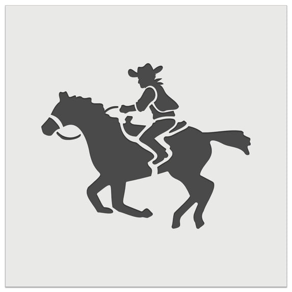 Wild Western Cowboy Riding on Horse DIY Cookie Wall Craft Stencil - 9.0 Inch