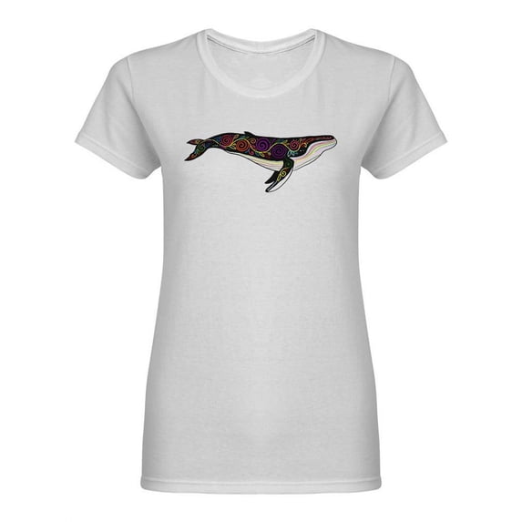 Wild Whale With Floral Ornaments Shaped T-Shirt Women -Image by Shutterstock, Female Large