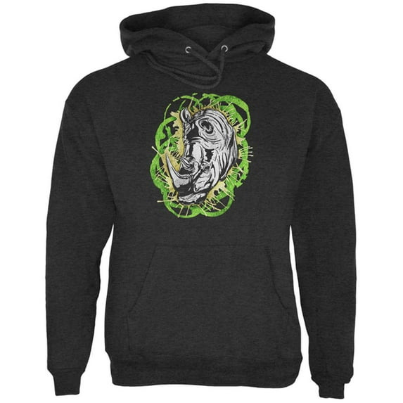 Wild White Rhino Safari Mens Hoodie Charcoal Heather MD