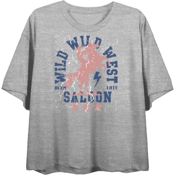 Wild Wild West Saloon Adult Heather Gray Crew Neck Short Sleeve Tee-XS