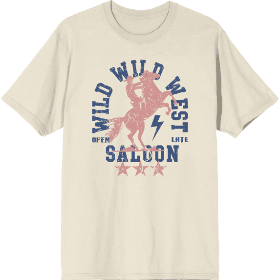 Wild Wild West Saloon Adult Natural Crew Neck Short Sleeve Tee-Medium