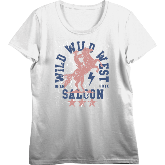 Wild Wild West Saloon Adult Vivid White Crew Neck Short Sleeve Tee-XL
