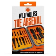 Wild Willies Arsenal Manicure and Pedicure Stainless Steel Men's Adult Grooming Kit, 10 Pieces, Black