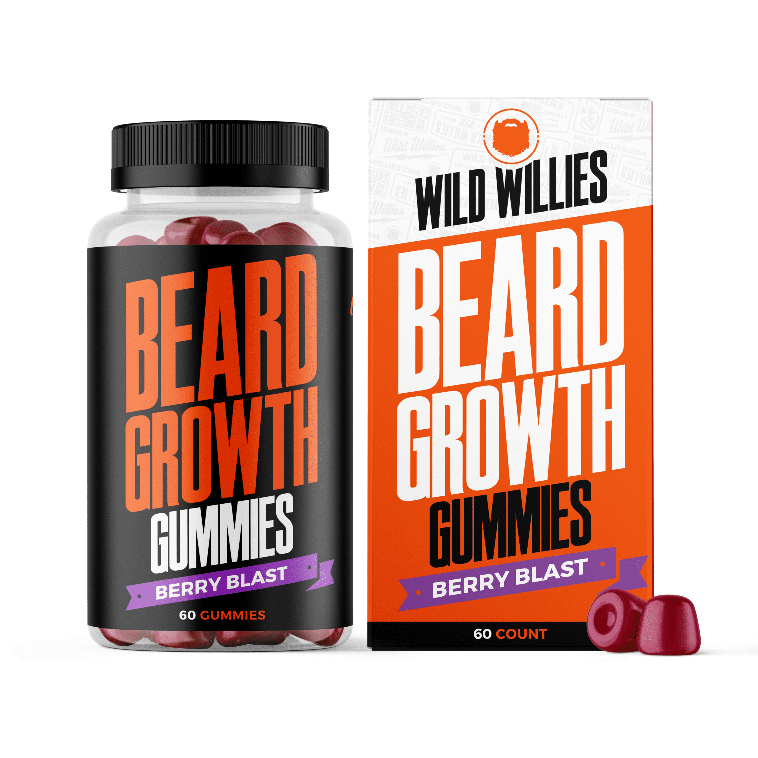 Wild Willies Beard Growth Gummies Supplement for Men with Biotin 19 Vitamins for Stronger Thicker Facial Hair 60 Gummies