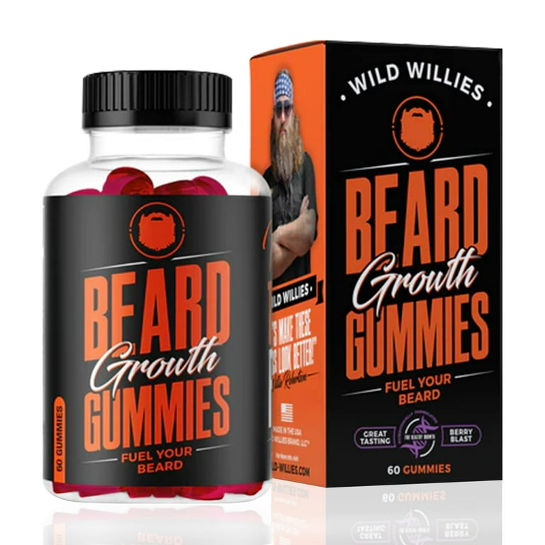 Wild Willies Beard Growth Gummies Supplement for Men with Biotin 19 Vitamins for Stronger Thicker Facial Hair 60 Gummies