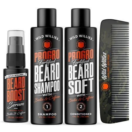 Wild Willies Game Changer Men's Beard Conditioning Kit, 4-Piece Premium Gift Set