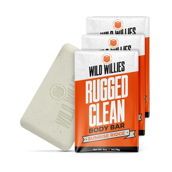 Wild Willies Men's Moisturizing Soap, Shea Butter Body Bar, Sunrise Ridge Scent, 3-Pack