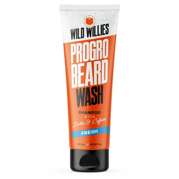 Wild Willies Progro Fortified Beard Wash Shampoo with Biotin and Caffeine, 4 oz