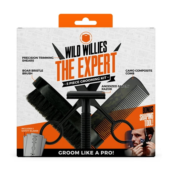Wild Willies, The Expert Beard Grooming Kit, Beard Maintenance Tools for Men's Daily Use, 8 Piece