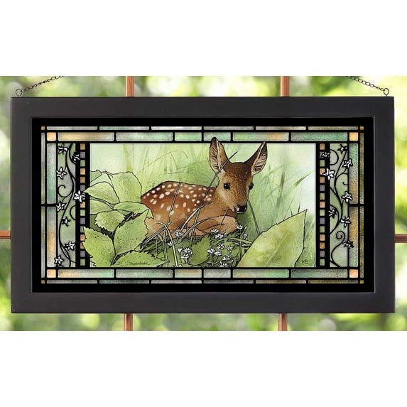 Wild Wings 5386600407 Stained Glass Art, 23-inch Width (Hidden Fawn)