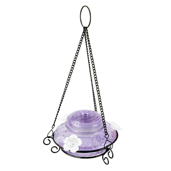 Wild Wings Illuminated Antique Glass Top-Fill Hummingbird Feeder 14 oz, Lilac Purple