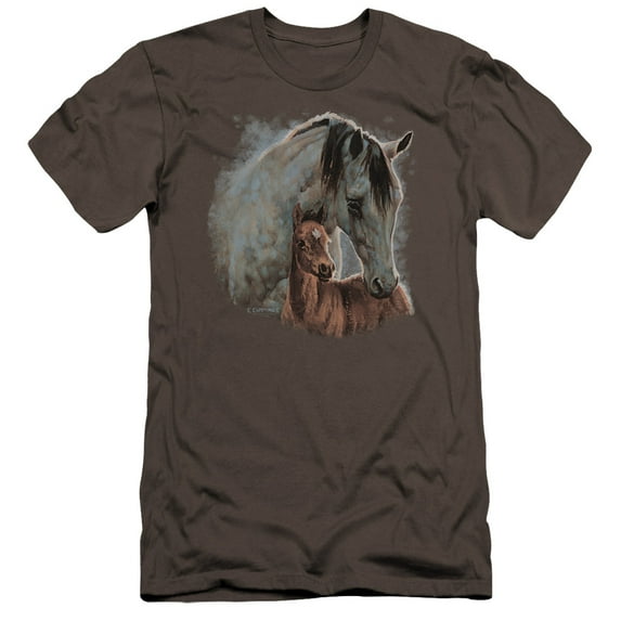 Wild Wings - Painted Horses - Premium Slim Fit Short Sleeve Shirt - Large