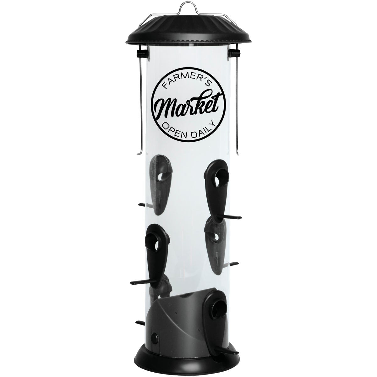 Wild Wings Easy Clean Bird Feeder Farmhouse Style - 2-in-1, 6 Openings - Black — Residential Use, Standard Application
