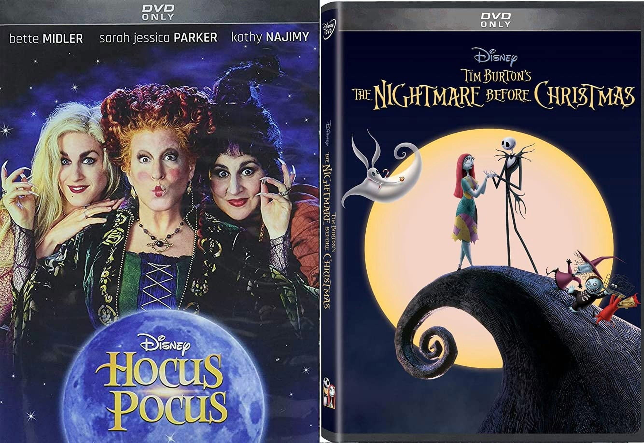 Wild Witches Disney Hocus Pocus + Jack Skellington Nightmare Before Christmas DVD Tim Burton Creepy Movie Family Pack