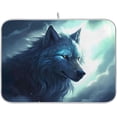 thumbnail image 1 of Wild Wolf Dish Drying Mat for Kitchen Counter, Ultra Absorbent Reversible Microfiber Dishes Drying Rack Pad Heat-resistant Mats 18x24in, 1 of 7
