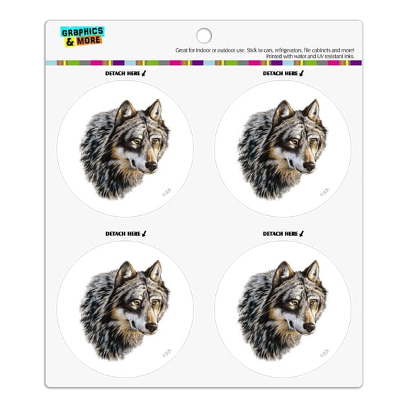 Wild Wolf Head Refrigerator Fridge Locker Vinyl Circle Magnet Set