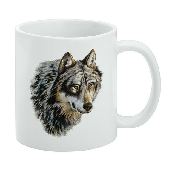 Wild Wolf Head White Mug
