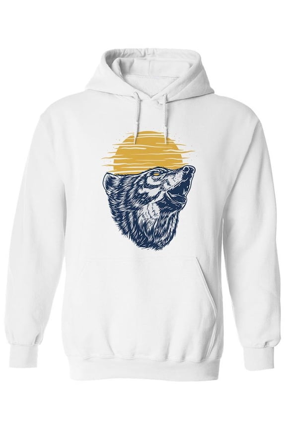 Wild Wolf Howling Sketch Hoodie Men - Men Hoodie, White, 2XL