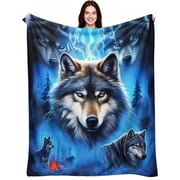 Wild Wolf Pack Thunder Forest Print, Soft Flannel Fleece, Cool Mystic Animal, Throw Blanket, Calm Relaxing Comfort, Nature Home Decor, Sofa Bed Wolf Lovers