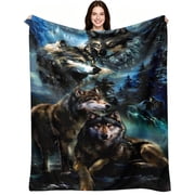 Wild Wolf Pack Wildlife Nature Printed, Soft Warm Flannel Fleece, Rustic Nature Wildlife, Throw Blanket, Cozy Warm, Home Decor, Sofa Bed, Home Decor Gift