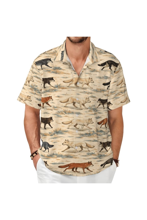 Wild Wolf Pattern Men'S Short-Sleeved Shirts with All-Over Prints for Indoor and Outdoor Wear