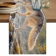 Wild Wolf Table Runner, Forest Creek Stone Natural Scenery Washable Cotton Linen Table Runners 36 Inches Long, Dresser Scarf Runner for Nightstand/End Tables/Round Tables 13x36