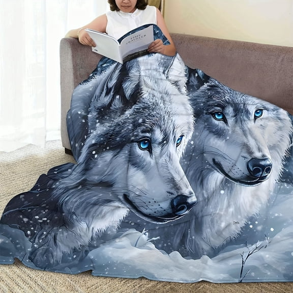 Wild Wolf Themed Flannel Blanket Wild Wolves Patterns Soft and Light Beige Friendly Lightweight Warmth Designed for Animal Lovers the Savage Life Perfect as an Air Conditioning Throw