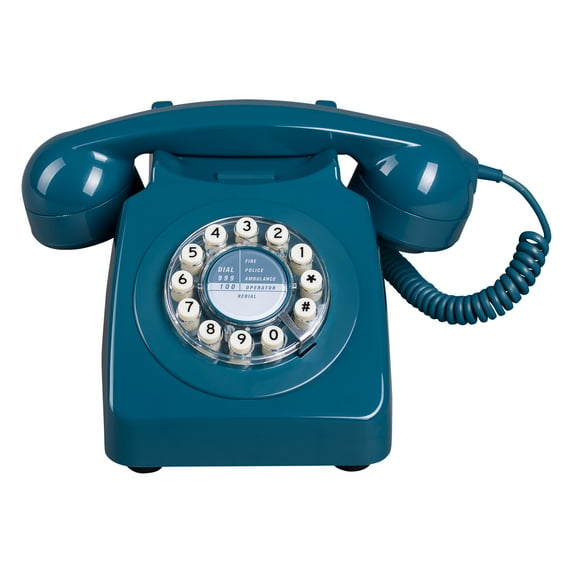 Wild Wood 746 Rotary Design Retro Landline Telephone, Biscay