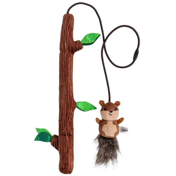 Catstages Wild Woods Chase Wand Cat Toy for Cats and Kittens, Plush Branch with Catnip Squirrel