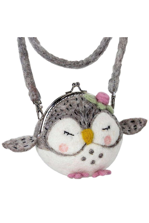 Wild Woolies DZI222003000 Handmade & Fair Trade Felt Critter Purse, Olivia Owl