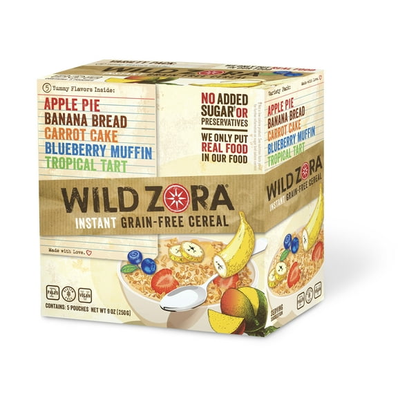 Wild Zora Instant Grain-Free Hot Cereal - Variety Pack - Individual Packets (5-Pack)