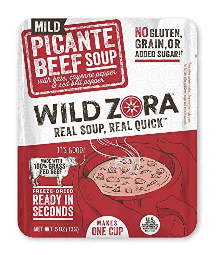 Wild Zora Instant Keto Soups Picante Beef Healthy Broth with 100