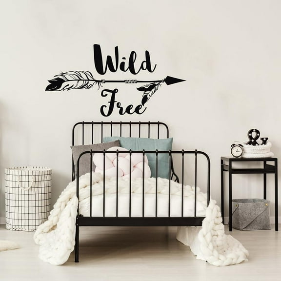 Wild and Free Arrow Wall Decal Tribal Nursery Wall Sticker Quote Tribal Arrow Wall Sticker Boho Room Decor Vinyl Decals 57x29cm