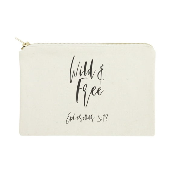 Wild and Free, Ephesians 3:12 Cotton Canvas Cosmetic Bag