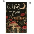 thumbnail image 1 of Wild and Free Garden Flag 12x18 Inch Double Sided Outside, Mushroom Moon and Moth Yard Outdoor Flag, 1 of 6
