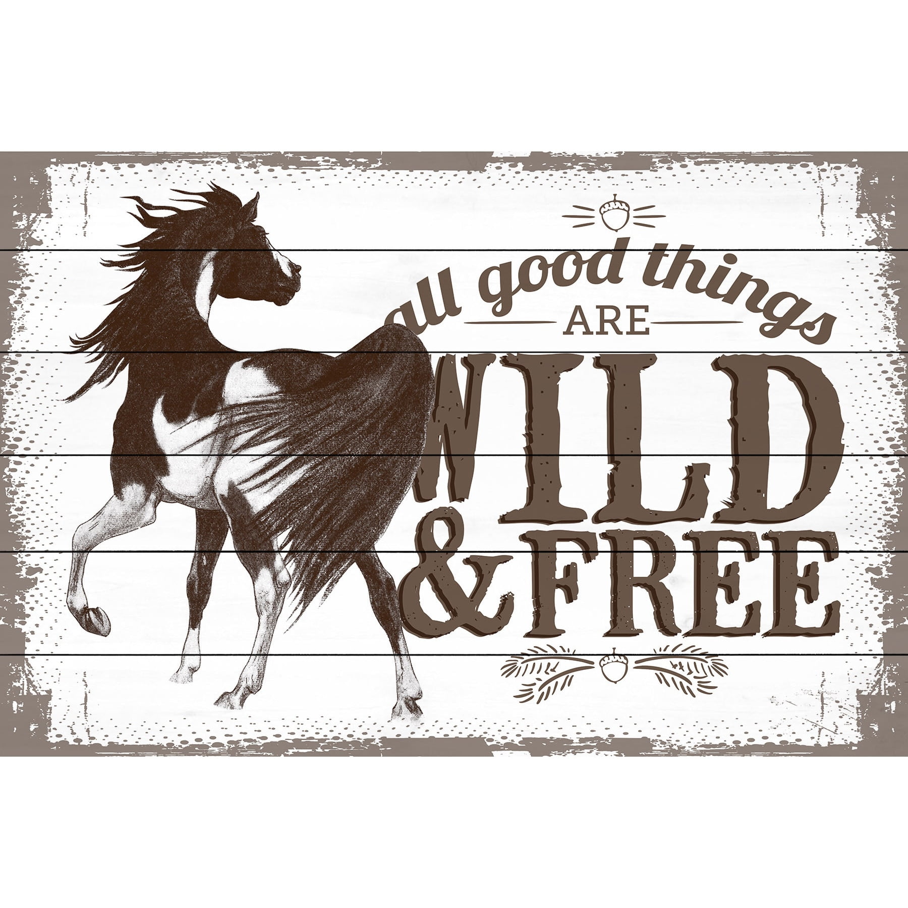 Wild & Free Brown and White Pine Wood Wall Art