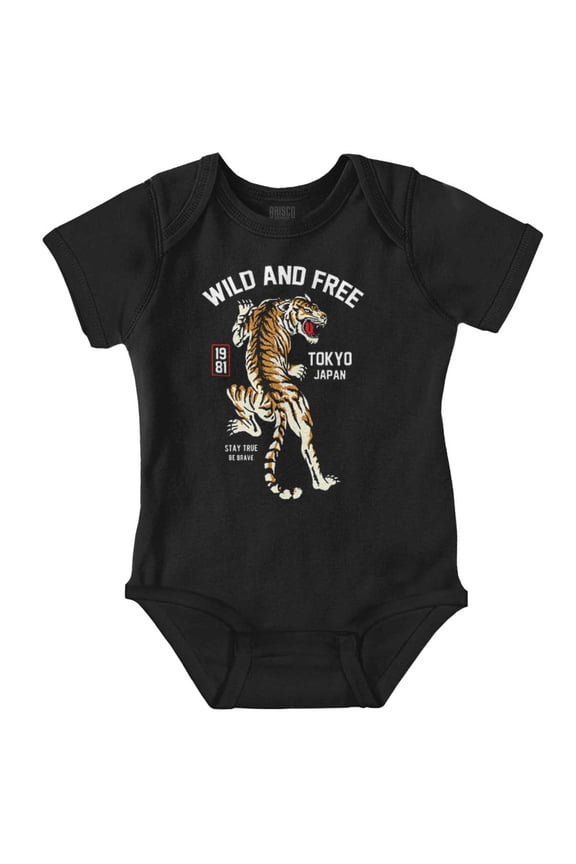 Wild and Free Tiger Tokyo Japan Romper Boys or Girls Infant Baby Brisco Brands 24M